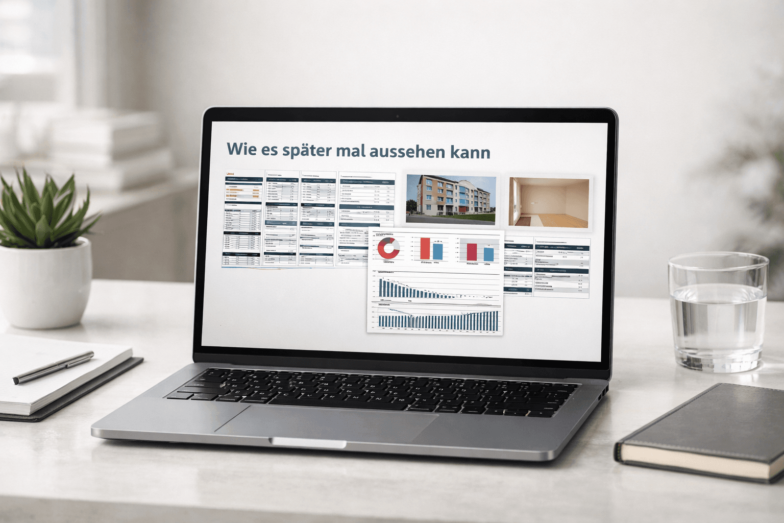 Digitale Analyseansicht auf einem Laptop mit klar erkennbarem Tabellen- und Diagrammfokus.